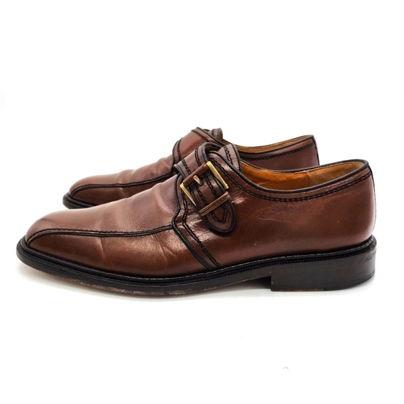 Mezlan Dress Shoe Men's 8.5 M Single Monk Strap Oxford Loafers Brown - Picture 1 of 12